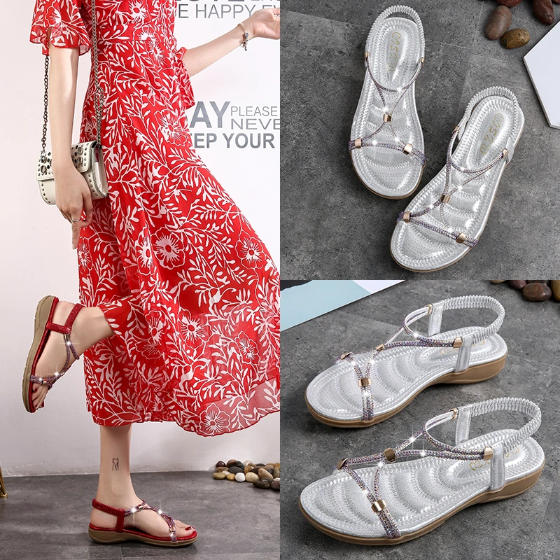 Customize Popular Women Lady Beach Bohemian Flat Sandals Casual Shoes