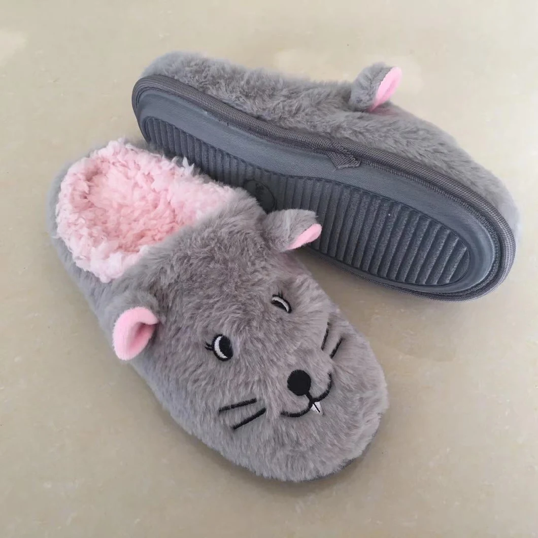 Ladies Home Fluffy Animal Shoes Women Indoor Soft Slide Slippers