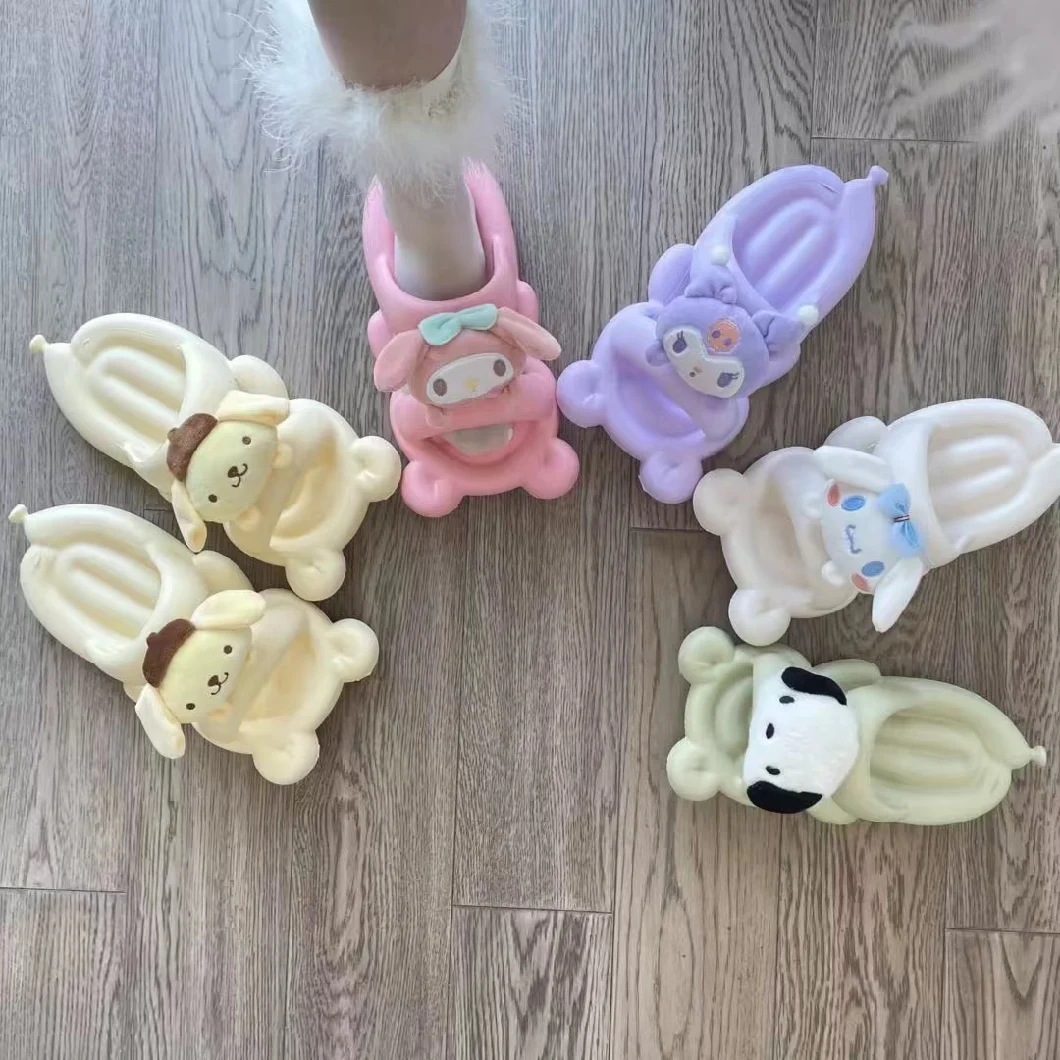 Ruunjoy Sanrio Home Slippers Summer Sanrio Kuromi EVA Slipper Kawaii Sanrio My Melody Soft Slides Slippers with Mini Plush Toys